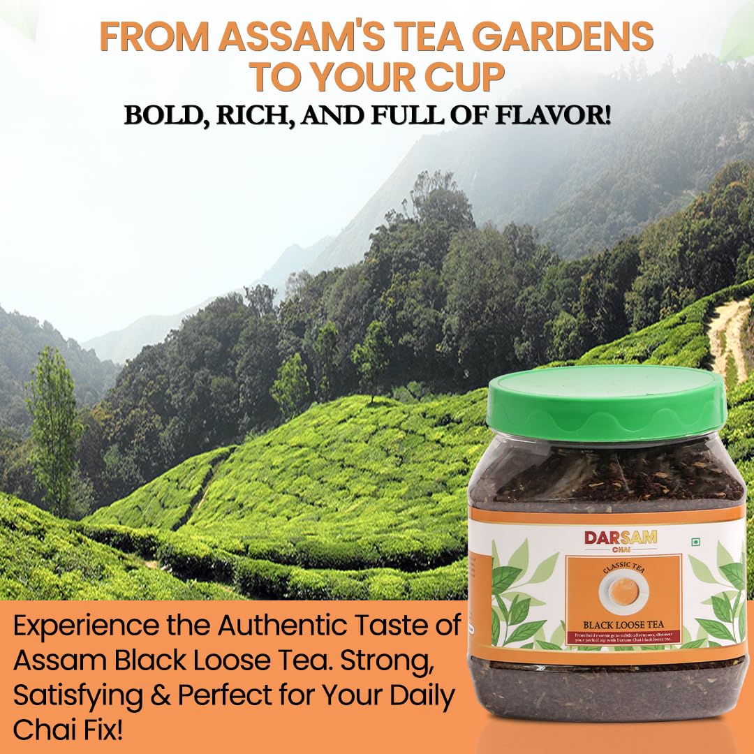 Darsam Chai Parent - Darsam Tea Parent - English Breakfast Tea from Assam, Strong, Full Bodied, Bold & Delicious Breakfast Tea, Packaged in Airtight PET Jar for Freshness