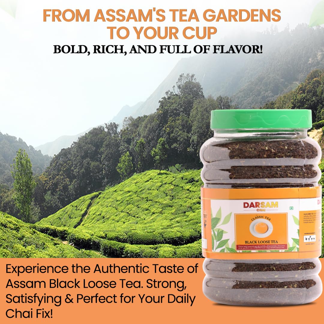 Darsam Chai Parent - Darsam Tea Parent - English Breakfast Tea from Assam, Strong, Full Bodied, Bold & Delicious Breakfast Tea, Packaged in Airtight PET Jar for Freshness