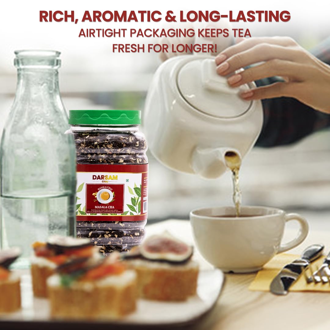 Darsam Chai Parent - Darsam Tea Parent - English Breakfast Tea from Assam, Strong, Full Bodied, Bold & Delicious Breakfast Tea, Packaged in Airtight PET Jar for Freshness