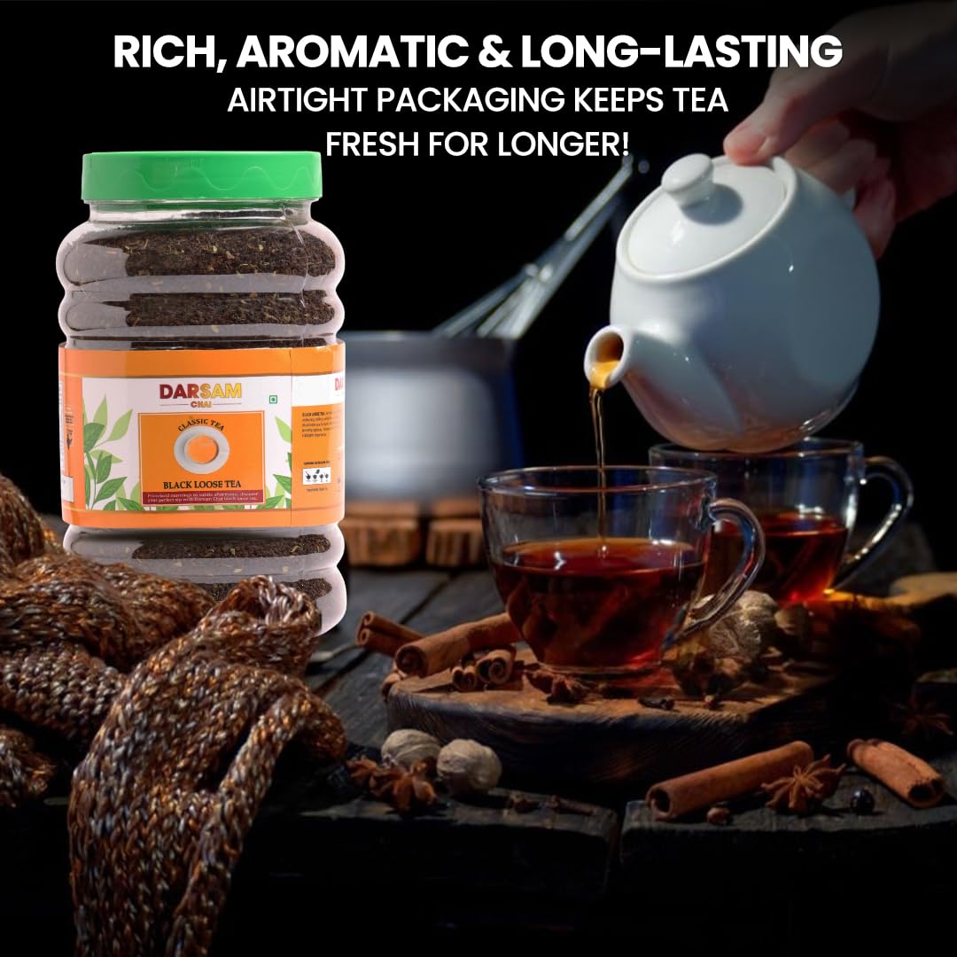 Darsam Chai Parent - Darsam Tea Parent - English Breakfast Tea from Assam, Strong, Full Bodied, Bold & Delicious Breakfast Tea, Packaged in Airtight PET Jar for Freshness