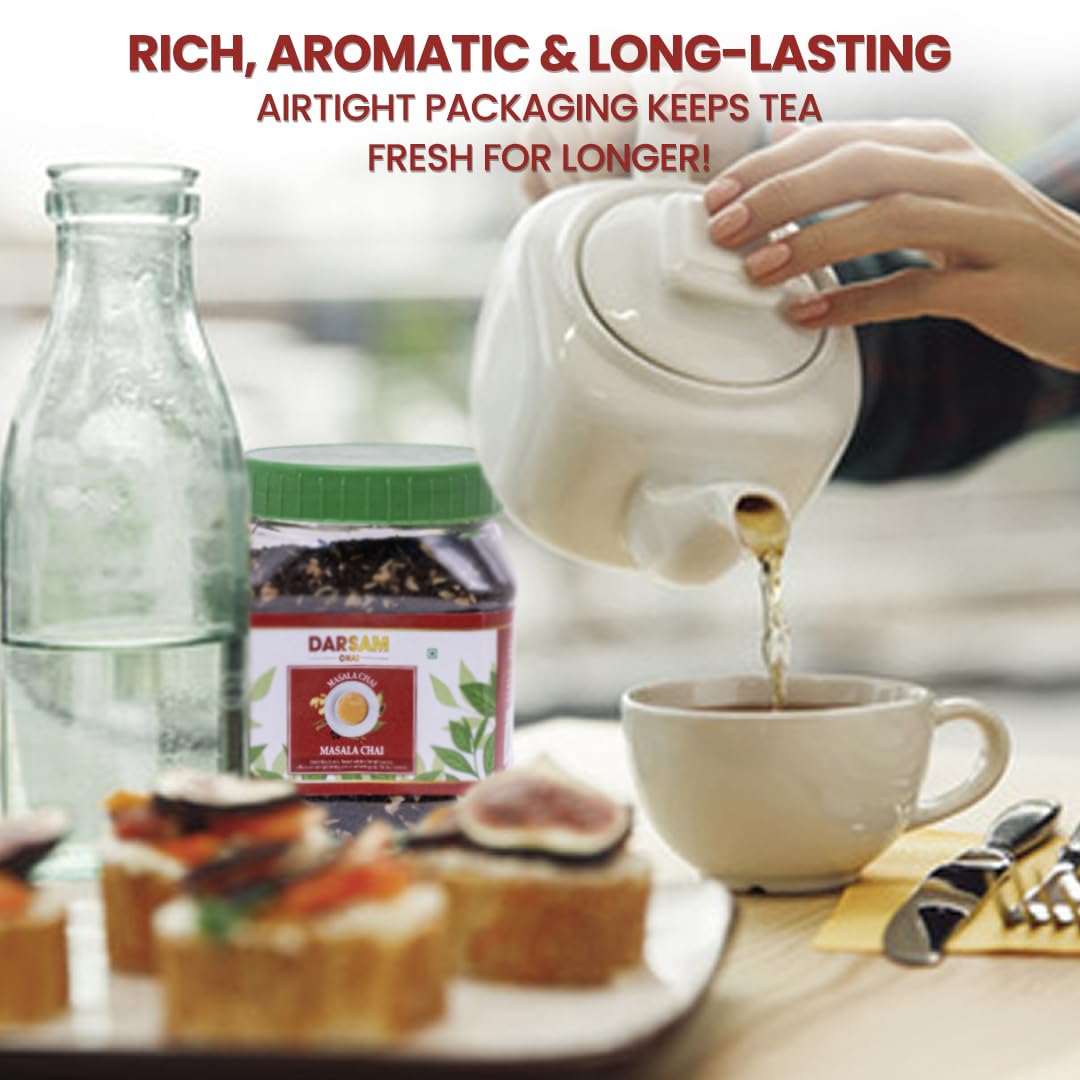 Darsam Chai Parent - Darsam Tea Parent - English Breakfast Tea from Assam, Strong, Full Bodied, Bold & Delicious Breakfast Tea, Packaged in Airtight PET Jar for Freshness