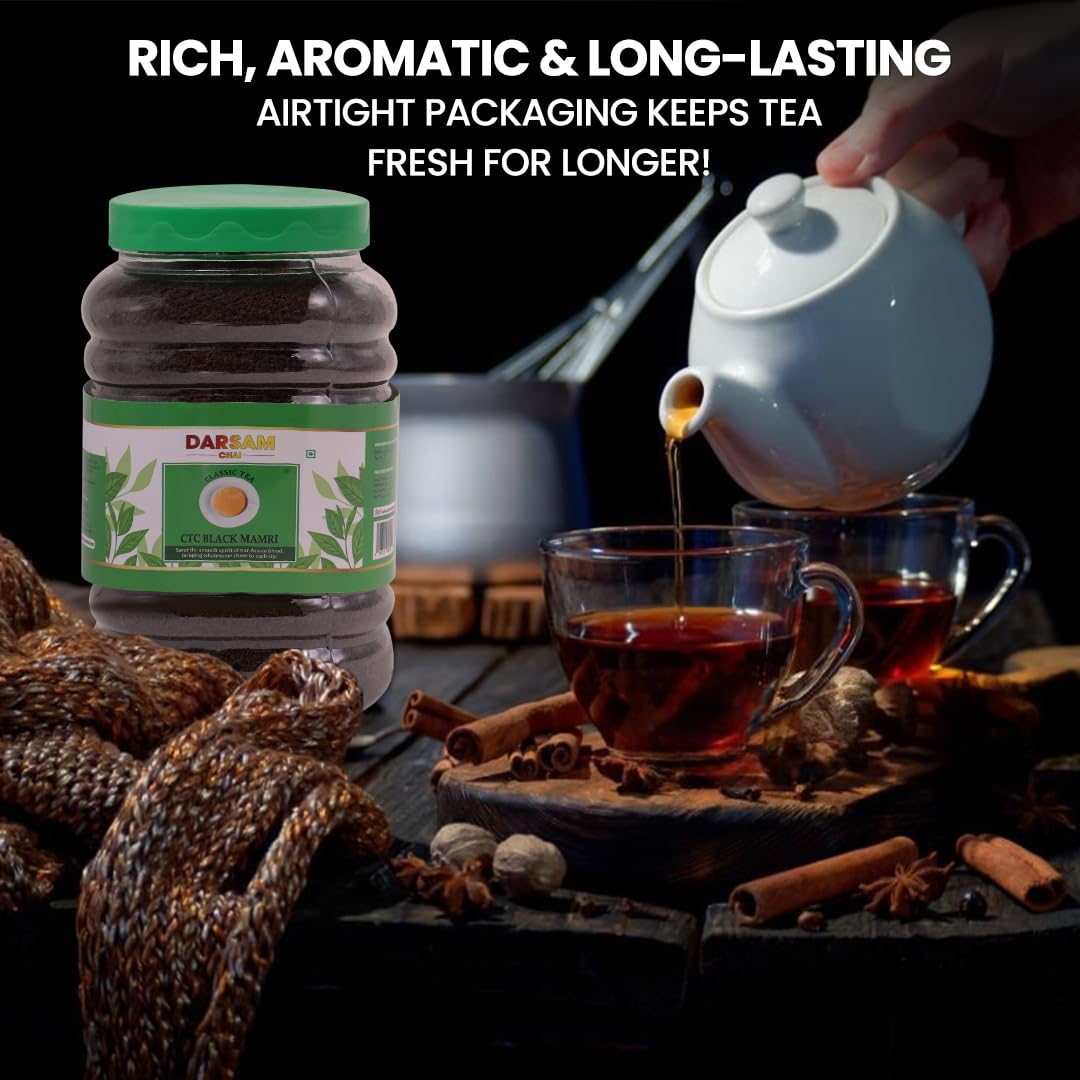Darsam Chai Parent - Darsam Tea Parent - English Breakfast Tea from Assam, Strong, Full Bodied, Bold & Delicious Breakfast Tea, Packaged in Airtight PET Jar for Freshness