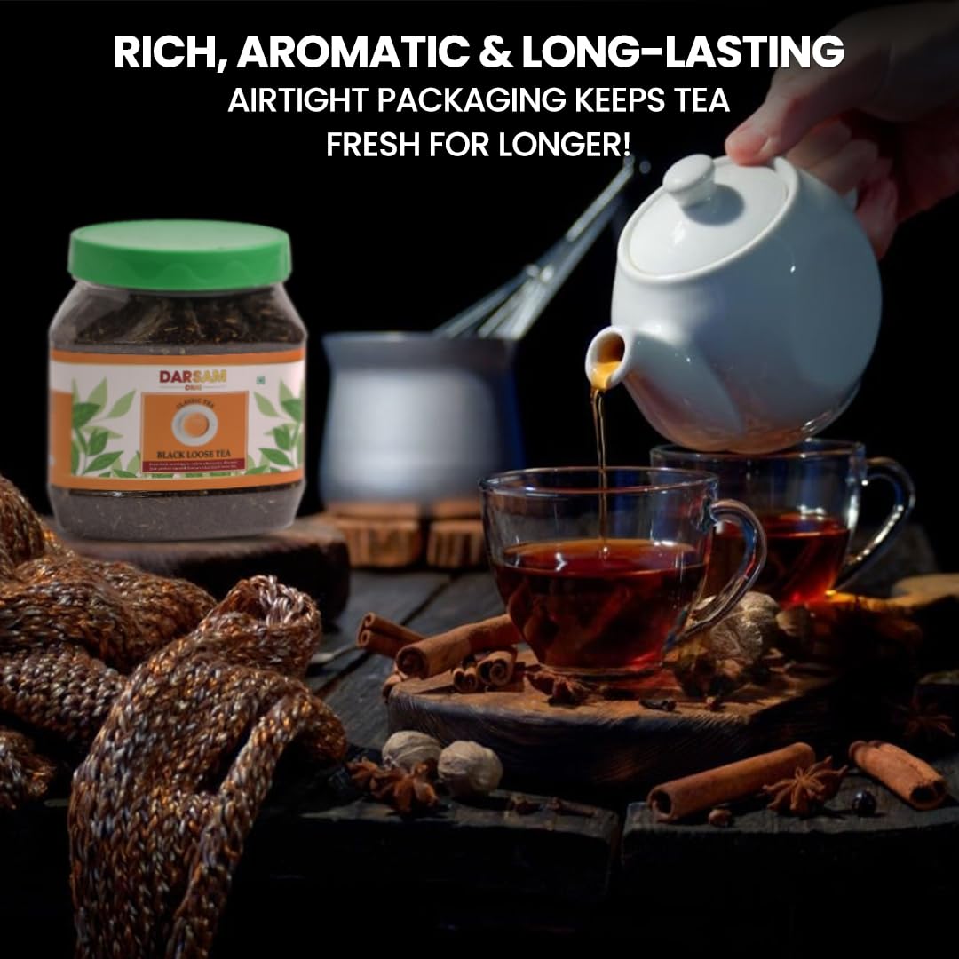 Darsam Chai Parent - Darsam Tea Parent - English Breakfast Tea from Assam, Strong, Full Bodied, Bold & Delicious Breakfast Tea, Packaged in Airtight PET Jar for Freshness